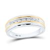 Image 1 : Mens Channel-set Diamond Wedding Band 1/4 Cttw 14kt White Two-tone Gold