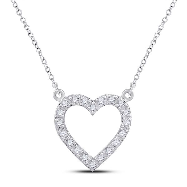 Diamond Heart Necklace 1/12 Cttw 10kt White Gold