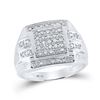 Image 1 : Mens Diamond Square Cluster Ring 1/3 Cttw 10kt White Gold