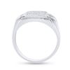 Image 3 : Mens Diamond Square Cluster Ring 1/3 Cttw 10kt White Gold