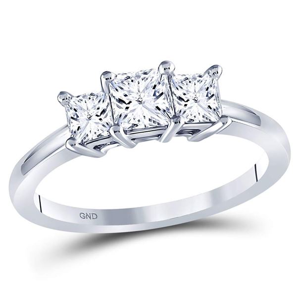 Princess Diamond 3-stone Bridal Wedding Engagement Ring 1 Cttw 14kt White Gold