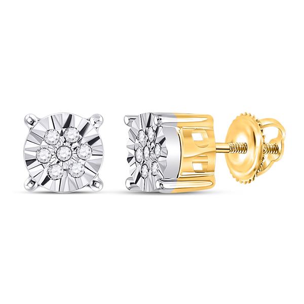 Diamond Cluster Earrings 1/10 Cttw 10kt Yellow Gold