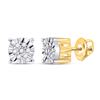 Image 1 : Diamond Cluster Earrings 1/10 Cttw 10kt Yellow Gold