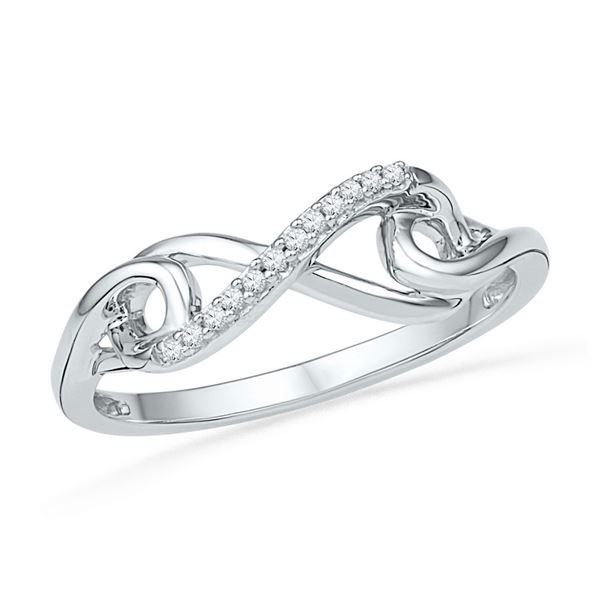 Diamond Infinity Knot Ring 1/20 Cttw 10kt White Gold