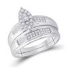 Image 2 : His Hers Diamond Cluster Matching Wedding Set 1/3 Cttw 10kt White Gold