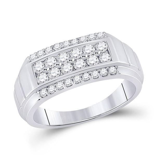 Mens Diamond Wedding Band Ring 1 Cttw 14kt White Gold