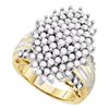Image 1 : Diamond Oval Cluster Ring 2 Cttw 10kt Yellow Gold