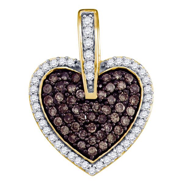 Brown Diamond Heart Pendant 1/2 Cttw 10kt Yellow Gold