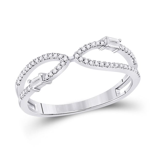 Baguette Diamond Fashion Ring 1/6 Cttw 14kt White Gold