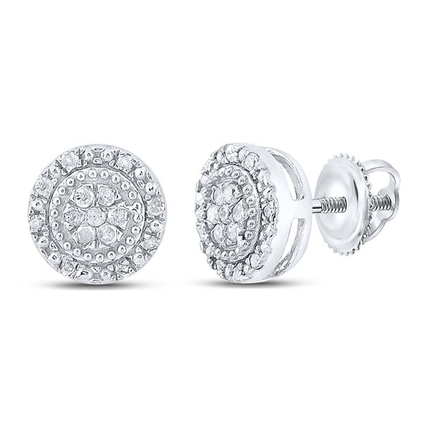 Diamond Cluster Earrings 1/10 Cttw 10kt White Gold