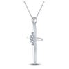 Image 2 : Diamond Cluster Cross Pendant 1/12 Cttw 10k White Gold