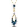 Image 1 : Blue Color Enhanced Diamond Oval Pendant 1/5 Cttw 10kt Yellow Gold