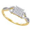 Image 1 : Diamond Square Cluster Ring 1/5 Cttw 10kt Yellow Gold