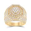 Image 1 : Mens Diamond Octagon Statement Cluster Ring 3-1/2 Cttw 14kt Yellow Gold