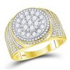 Image 1 : Mens Diamond Circle Flower Cluster Ring 2 Cttw 10kt Yellow Gold