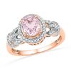 Image 1 : Oval Morganite Diamond Solitaire Ring 1 Cttw 10kt Rose Gold