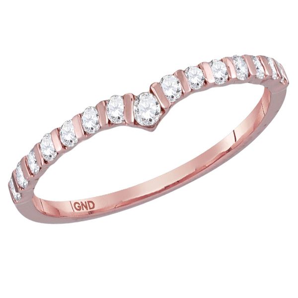 Diamond Chevron Stackable Band Ring 1/4 Cttw 14kt Rose Gold