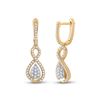 Image 1 : Diamond Teardrop Dangle Earrings 3/8 Cttw 10kt Yellow Gold