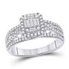 Image 1 : Baguette Diamond Square Cluster Ring 3/4 Cttw 14kt White Gold