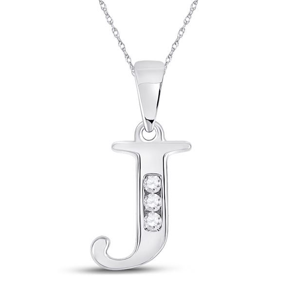 Diamond J Initial Letter Pendant 1/20 Cttw 10kt White Gold