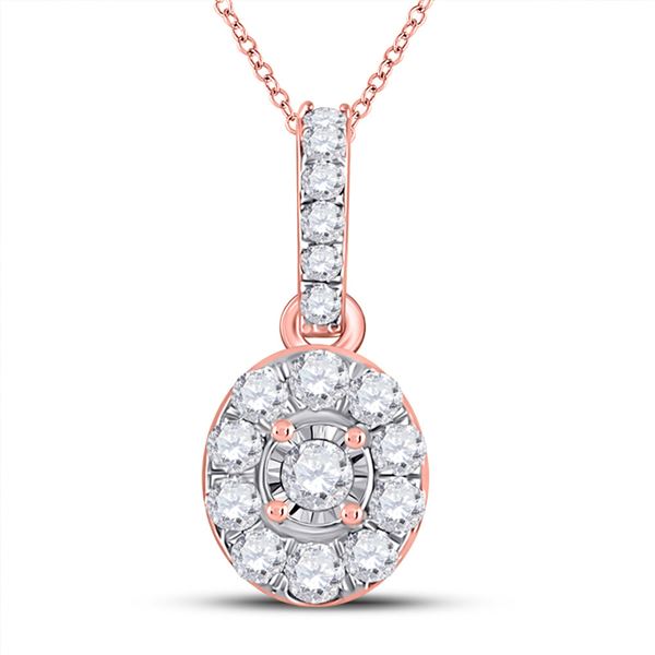 Diamond Oval Pendant 1/5 Cttw 10kt Rose Gold