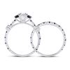 Image 3 : Diamond 3-Stone Bridal Wedding Ring Band Set 1 Cttw 14kt White Gold