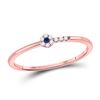 Image 1 : Blue Sapphire Diamond Stackable Band Ring 1/12 Cttw 10kt Rose Gold