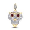 Image 1 : Mens Ruby Diamond Owl Bird Charm Pendant 2-5/8 Cttw 14kt Yellow Gold