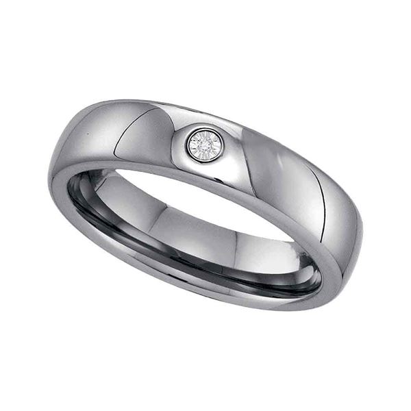 Tungsten Carbide Mens Diamond Band Ring .01 Cttw Size 9 Tungsten