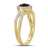 Image 3 : Black Color Enhanced Diamond Flower Cluster Ring 1/3 Cttw 10kt Yellow Gold