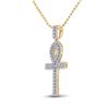 Image 2 : Mens Diamond Ankh Cross Charm Pendant 1 Cttw 10kt Yellow Gold