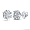 Image 1 : Diamond Cluster Earrings 1/10 Cttw Sterling Silver