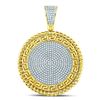 Image 1 : Mens Diamond Greek Key Circle Charm Pendant 5/8 Cttw 10kt Yellow Gold