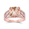 Image 1 : Cushion Morganite Diamond Solitaire Ring 4 Cttw 14kt Rose Gold