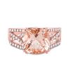 Image 2 : Cushion Morganite Diamond Solitaire Ring 4 Cttw 14kt Rose Gold