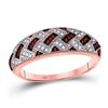 Image 1 : Red Color Enhanced Diamond Band Ring 1/6 Cttw 10kt Rose Gold