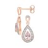 Image 1 : Pear Lab-Created Morganite Diamond Dangle Earrings 1/2 Cttw 10kt Rose Gold