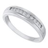 Image 1 : Mens Channel-set Diamond Single Row Wedding Band 1/8 Cttw 10kt White Gold