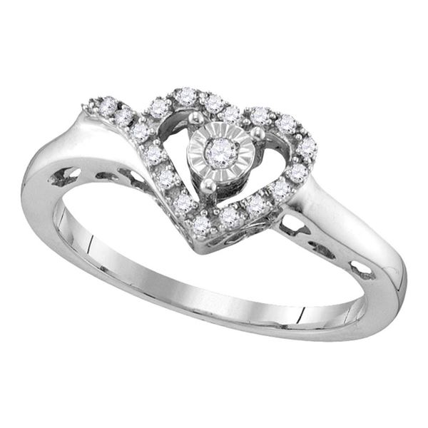 Diamond Heart Ring 1/10 Cttw Sterling Silver