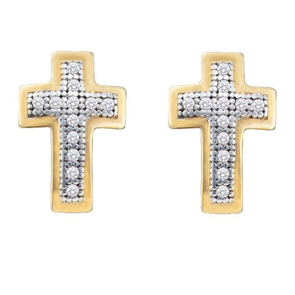 Diamond Cross Earrings 1/10 Cttw 10kt Yellow Gold