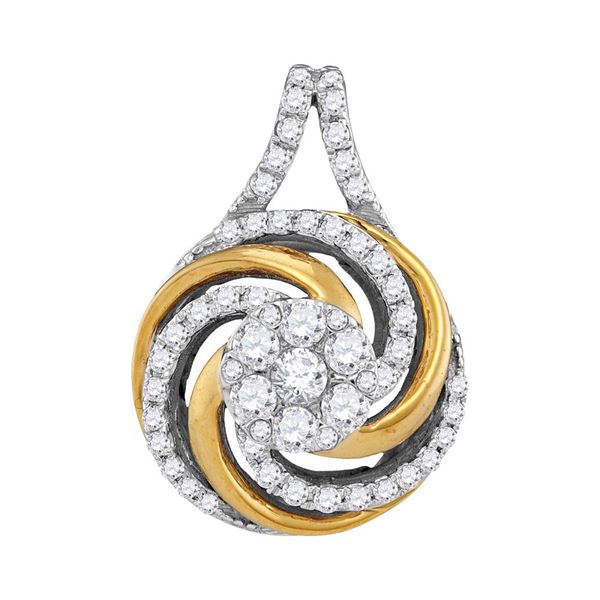 Diamond Swirl Cluster Pendant 1/2 Cttw 10kt Two-tone Gold