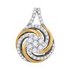 Image 1 : Diamond Swirl Cluster Pendant 1/2 Cttw 10kt Two-tone Gold