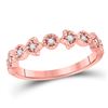 Image 1 : Diamond Floral Stackable Band Ring 1/10 Cttw 14kt Rose Gold