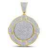 Image 1 : Mens Diamond Circle Frame Medallion Charm Pendant 7/8 Cttw 10kt Yellow Gold