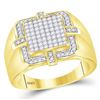 Image 1 : Mens Princess Diamond Square Frame Cluster Ring 1 Cttw 10kt Yellow Gold