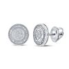 Image 1 : Sterling Silver Mens Diamond Circle Disk Stud Earrings 1/5 Cttw Sterling Silver