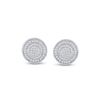 Image 2 : Sterling Silver Mens Diamond Circle Disk Stud Earrings 1/5 Cttw Sterling Silver