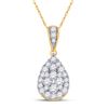 Image 1 : Diamond Teardrop Cluster Pendant 1/2 Cttw 14kt Yellow Gold