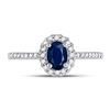 Image 2 : Oval Lab-Created Blue Sapphire Solitaire Ring 3/4 Cttw 10kt White Gold