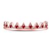 Image 2 : Ruby Beaded Chevron Stackable Band Ring 1/10 Cttw 10kt Rose Gold